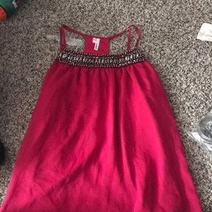 Burgundy tank top with gems